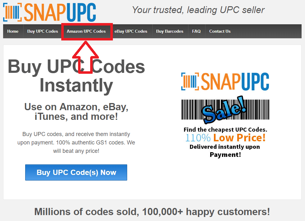 Snap UPC Homepage