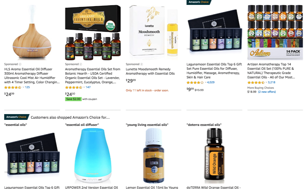 Essential Oils on Amazon