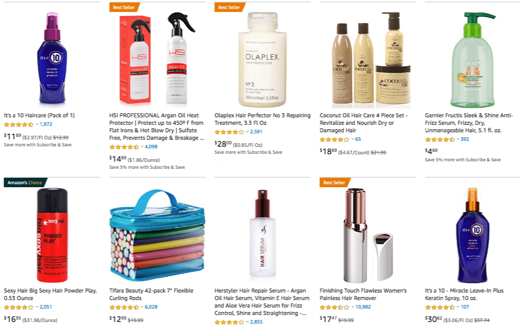 Hair Products on Amazon