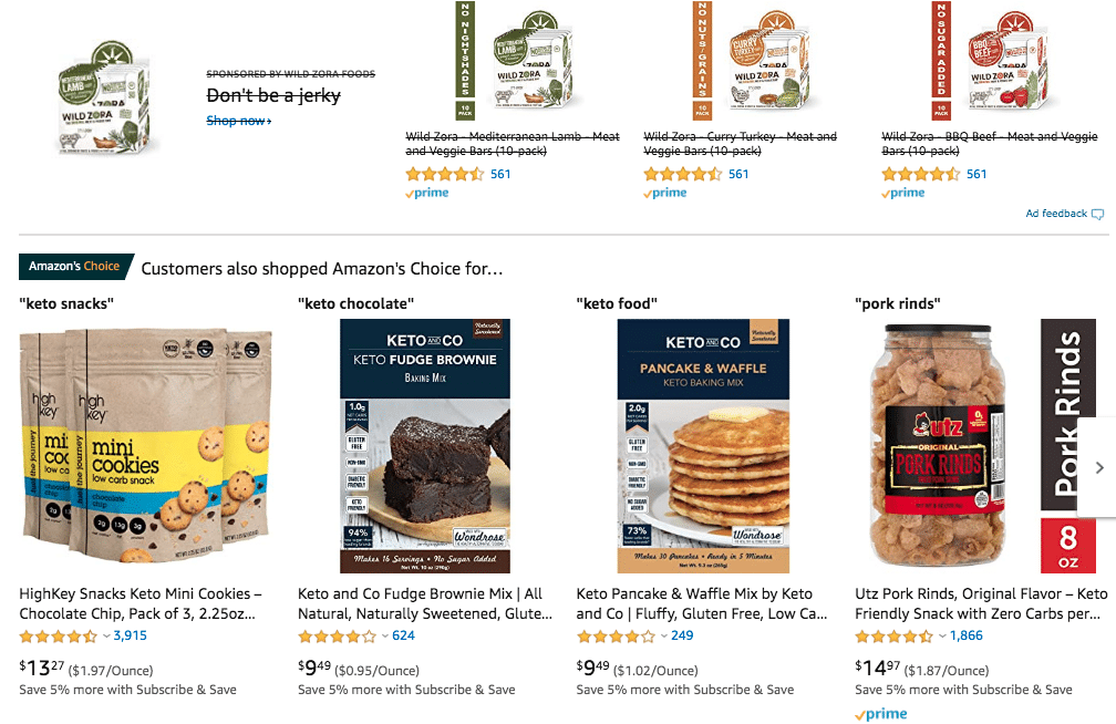 Keto Snacks on Amazon