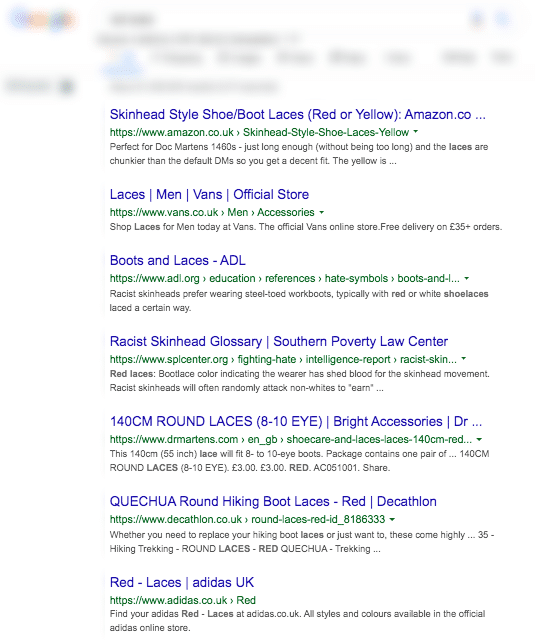 Search Results for Red Laces in Google Search