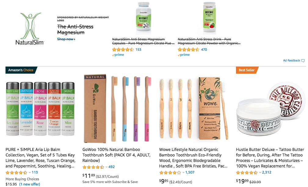 Vegan Products on Amazon
