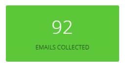 number of emails collected on the homepage