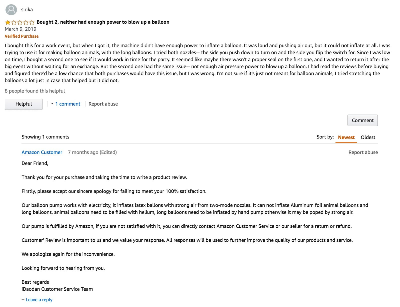 Response To A Negative Review