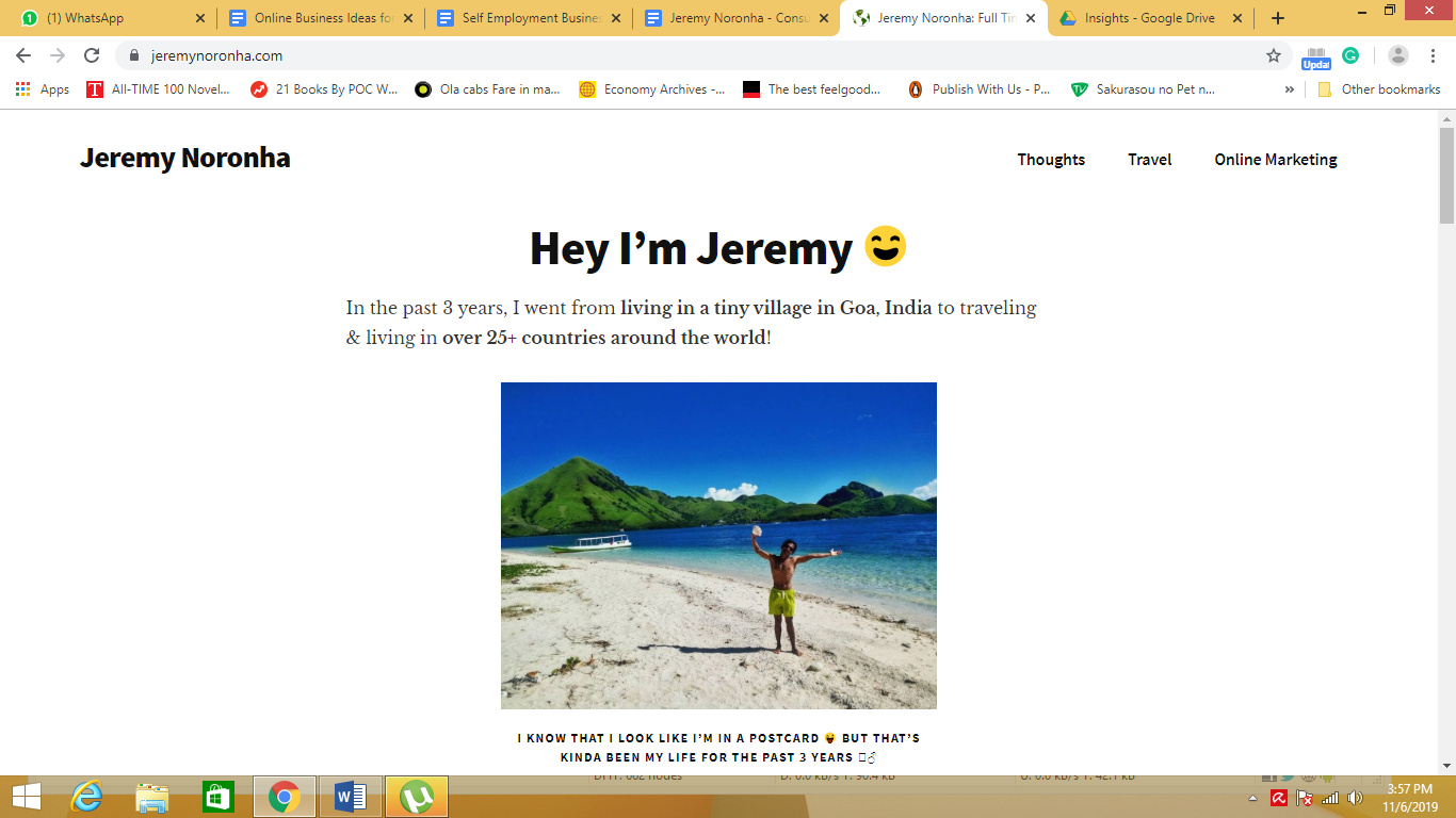 Jeremy Noronha website homepage
